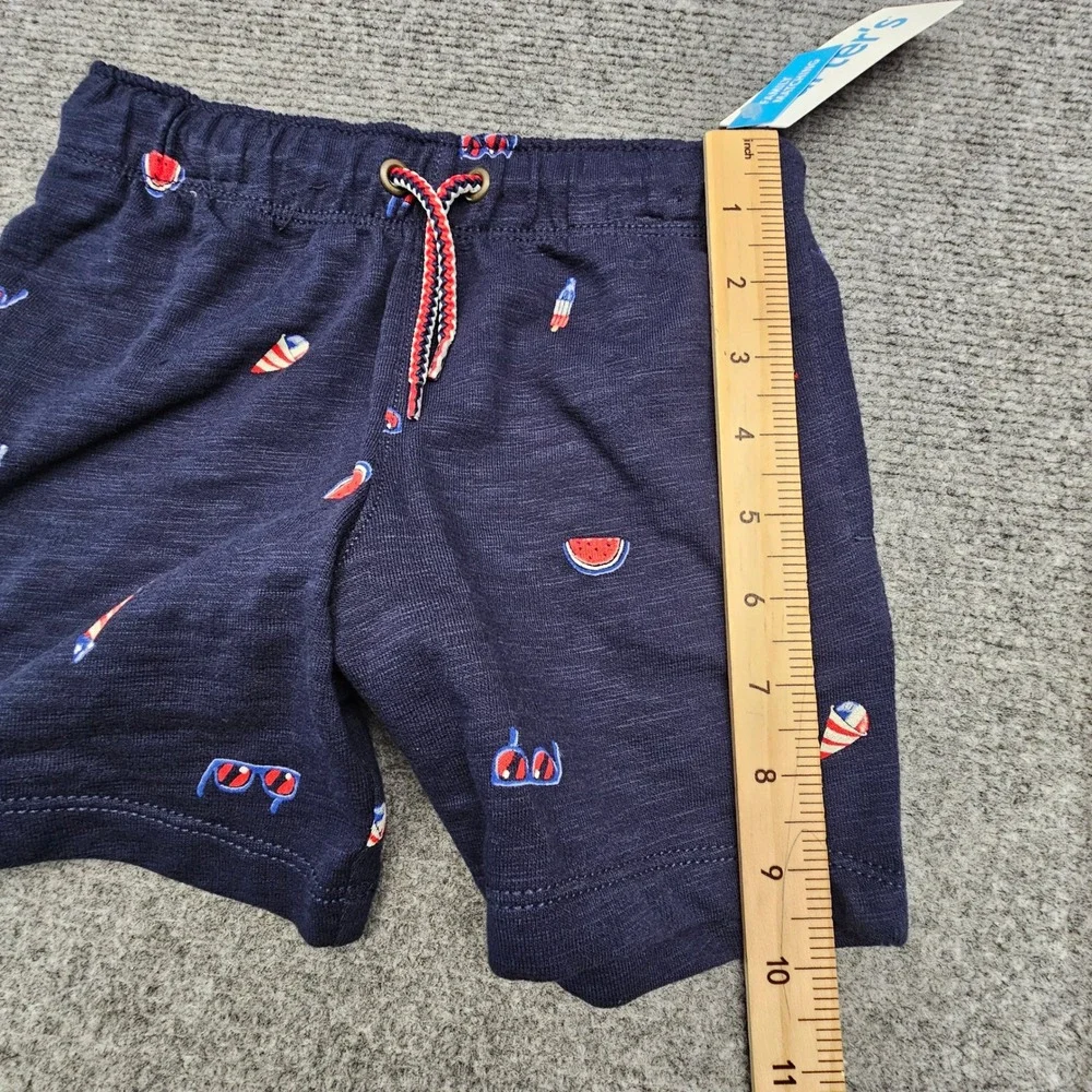 Carters Knit Shorts Toddler 3T Navy Blue Summer Fireworks Watermelon Print